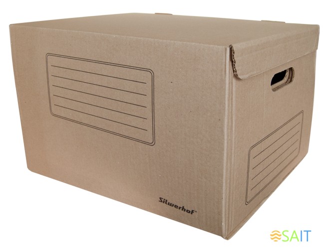 Короб архивный откидная крышка Silwerhof ОК-18 микрогофрокартон 480x325x295мм коричневый