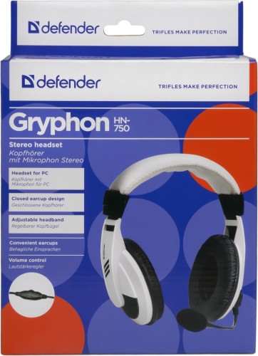 Defender Компьютерная гарнитура Gryphon 750 белый, кабель 2 м Defender Gryphon 750