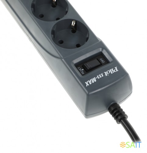 Сетевой фильтр Pilot m-MAX 3м (4 розетки) серый (коробка)