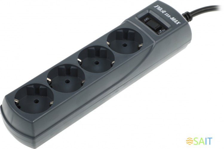 Сетевой фильтр Pilot m-MAX 3м (4 розетки) серый (коробка)