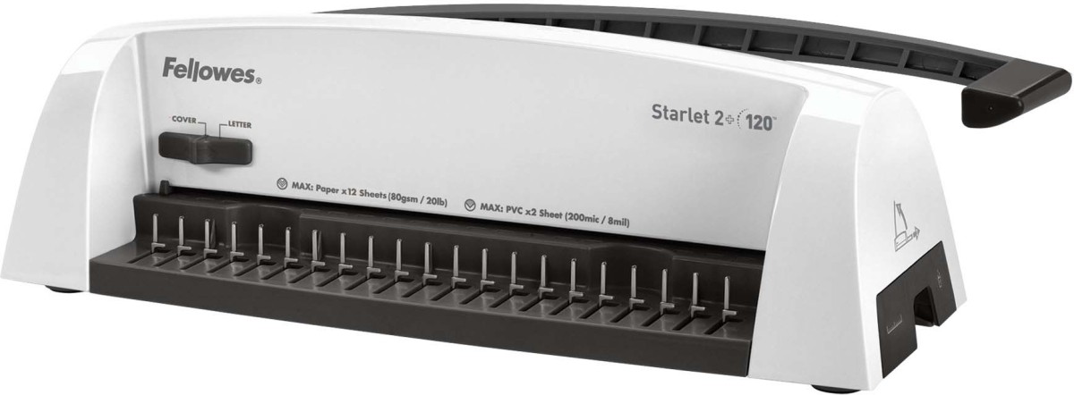 Переплетчик Fellowes STARLET 2+ на пластиковую пружину, сшивает до 120 лст., перфорирует 12 лст. Fellowes STARLET 2+