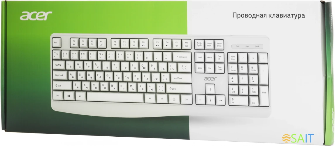 Клавиатура Acer OKW301 белый USB Multimedia для ноутбука (ZL.KBDCC.01B)