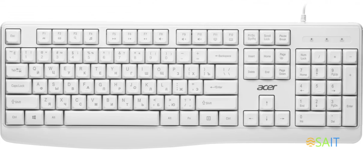 Клавиатура Acer OKW301 белый USB Multimedia для ноутбука (ZL.KBDCC.01B)