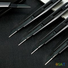 Нож канцелярский Deli 2037S шир.лез.9мм выдвижное лезвие фиксатор сталь серый