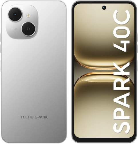 Смартфон Tecno Spark 40C 128Gb 4Gb серый моноблок 3G 4G 2Sim 6.67" 720x1600 Android 15 13Mpix 802.11 a/b/g/n/ac/ax GPS GSM900/1800 Protect FM microSD max1024Gb