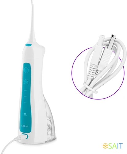 Ирригатор Kitfort КТ-2983 портатив. 4насад. белый/бирюзовый