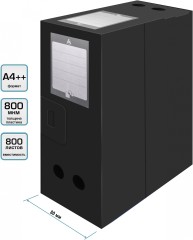 Короб архивный вырубная застежка Бюрократ -BA80/08BLCK пластик 0.8мм корешок 80мм 330x245мм черный
