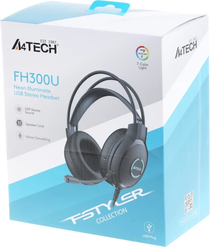 Наушники с микрофоном A4Tech Fstyler FH300U черный 2м мониторные USB оголовье (FH300U BLACK)