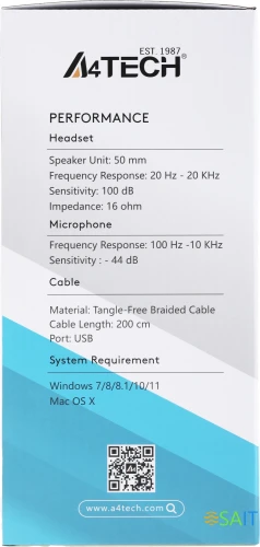 Наушники с микрофоном A4Tech Fstyler FH300U черный 2м мониторные USB оголовье (FH300U BLACK)