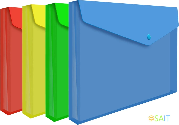 Конверт на кнопке Бюрократ -PK860/1 A4 гориз. расшир. пластик 0.18мм ассорти