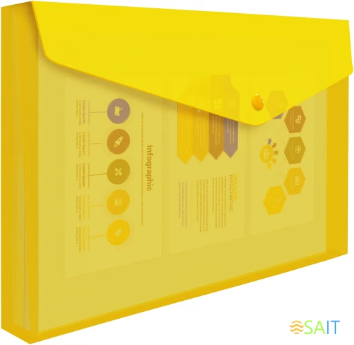 Конверт на кнопке Бюрократ -PK860/1 A4 гориз. расшир. пластик 0.18мм ассорти