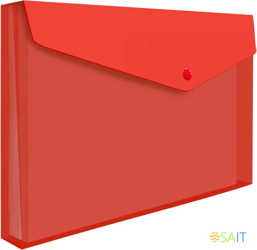 Конверт на кнопке Бюрократ -PK860/1 A4 гориз. расшир. пластик 0.18мм ассорти