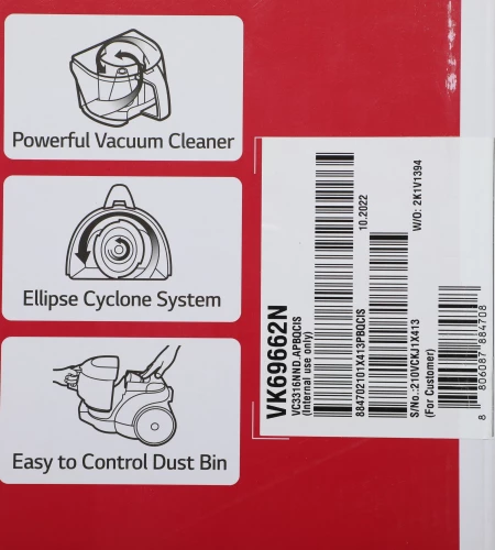 Пылесос LG VK69662N 1600Вт синий