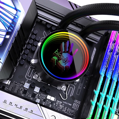 Система водяного охлаждения Bloody BD-LC240ARGB1 ARGB Soc-AM5/AM4/1200/1700/1851 черный 4-pin 22-35dB Al+Cu LCD 260W 1200gr Ret (BD-LC240ARGB1-BK)