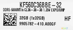 Память DDR5 32Gb 6000MHz Kingston KF560C36BBE-32 Fury Beast Black RTL Gaming PC5-48000 CL36 DIMM 288-pin 1.35В dual rank с радиатором Ret