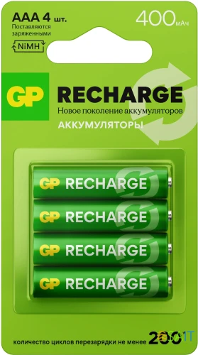 Аккумулятор GP RECHARGE AAA NiMH 400mAh (4шт)