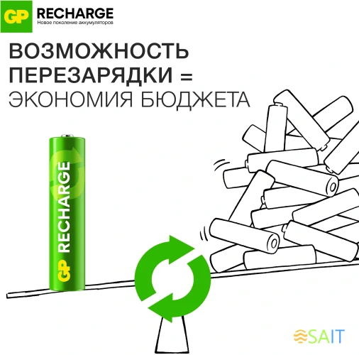 Аккумулятор GP RECHARGE AAA NiMH 400mAh (4шт)