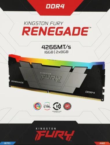 Память DDR4 2x8GB 4266MHz Kingston KF442C19RB2AK2/16 Fury Renegade RGB RTL Gaming PC4-34100 CL19 DIMM 288-pin 1.4В kit single rank с радиатором Ret
