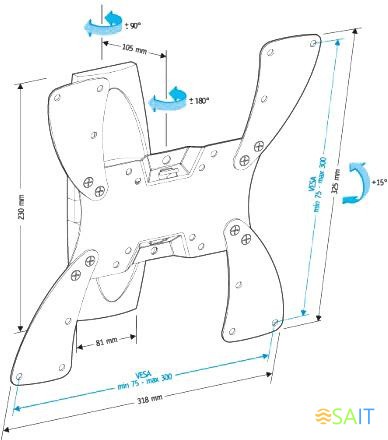Кронштейн для телевизора Holder LCDS-5019 белый 22"-42" макс.30кг настенный поворотно-выдвижной и наклонный