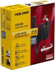 Кронштейн для телевизора Holder LCDS-5019 белый 22"-42" макс.30кг настенный поворотно-выдвижной и наклонный