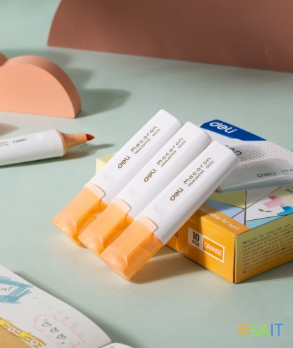 Набор текстовыделителей Deli ES621SORANGE-P Macaron скошенный пиш. наконечник 1-5мм оранжевый (10шт.)