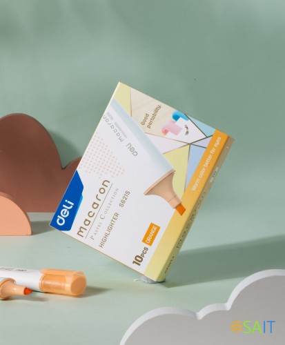 Набор текстовыделителей Deli ES621SORANGE-P Macaron скошенный пиш. наконечник 1-5мм оранжевый (10шт.)