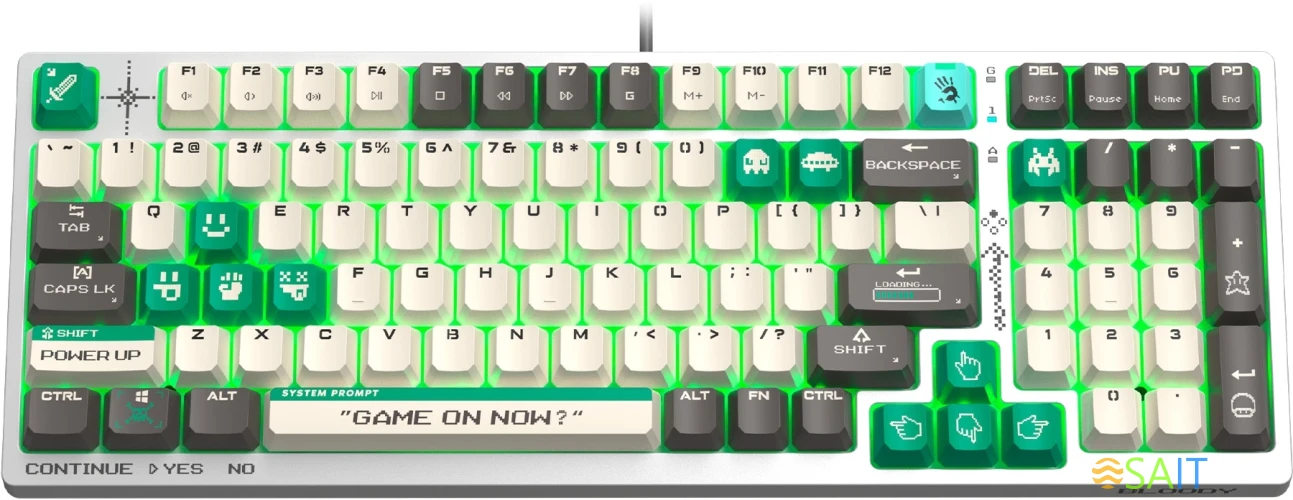 Клавиатура A4Tech Bloody S98 Pixels Green механическая белый/бежевый USB for gamer LED (S98)