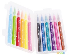 Фломастеры Deli EC10304 Color Emotion кисть смываемые 12цв. пластиковый пенал (12шт.)