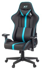 Кресло игровое A4Tech X7 GG-1200 черный/голубой эко.кожа крестов. пластик