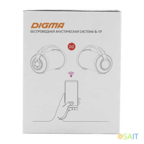 Колонка порт. Digma S-17 черный 8.5W 1.0 BT/3.5Jack/USB 10м 1500mAh