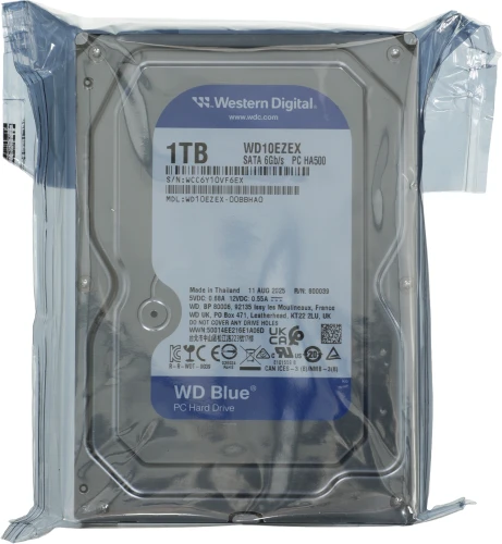 Жесткий диск WD SATA-III 1TB WD10EZEX Desktop Caviar Blue (7200rpm) 64Mb 3.5"