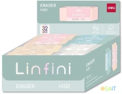 Ластик Deli EH321 Linfini 54x20x10.5мм резина термопластичная ассорти индивидуальная картонная упаковка