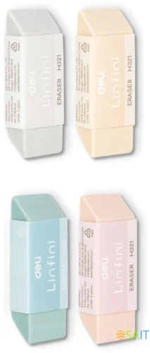 Ластик Deli EH321 Linfini 54x20x10.5мм резина термопластичная ассорти индивидуальная картонная упаковка
