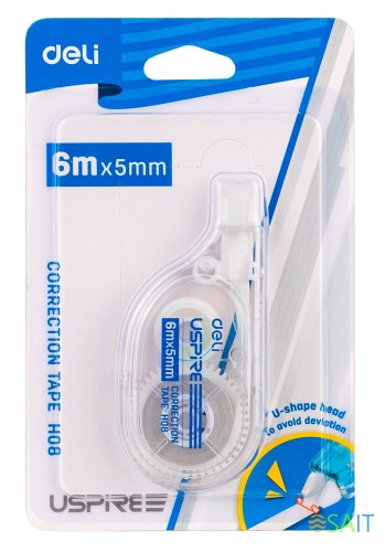 Лента коррект. Deli EH08 6мх5мм ассорти корпус белый блистер