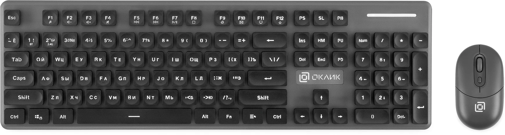 Клавиатура + мышь Оклик S265W клав:черный мышь:черный USB беспроводная Bluetooth/Радио Multimedia (1934420)