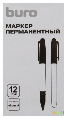 Маркер перманентный Buro пулевидный пиш. наконечник 2.5мм черный