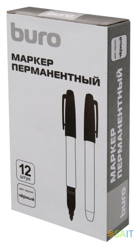 Маркер перманентный Buro пулевидный пиш. наконечник 2.5мм черный