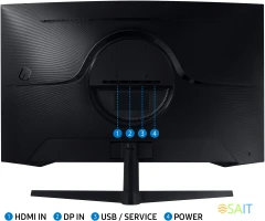 Монитор Samsung 32" Odyssey G5 S32CG550EI черный VA LED 1ms 16:9 HDMI матовая 300cd 178гр/178гр 2560x1440 165Hz FreeSync DP 2K USB 5.2кг