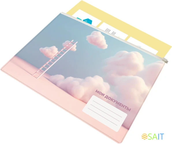 Папка на молнии ZIP Silwerhof CLOUD A5+ ПВХ 0.25мм