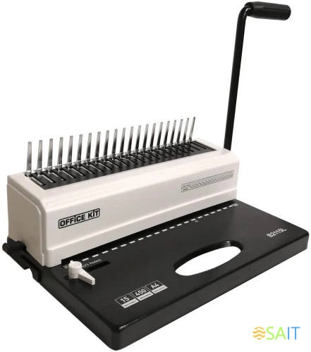 Переплетчик Office Kit B2115L A4/перф.15л.сшив/макс.450л./пластик.пруж. (4.5-51мм)