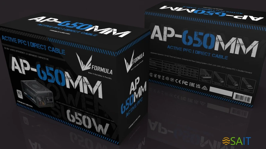 Блок питания Formula ATX 650W AP-650ММ 80 PLUS WHITE (20+4pin) APFC 120mm fan 6xSATA RTL