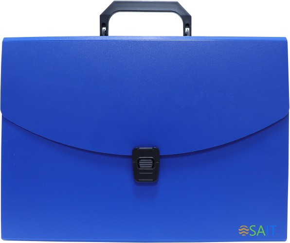 Портфель Бюрократ -BPP13BLUE 13 отдел. A4 пластик 0.7мм синий