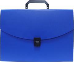 Портфель Бюрократ -BPP13BLUE 13 отдел. A4 пластик 0.7мм синий