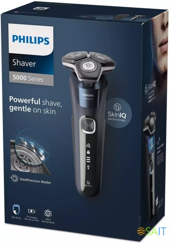 Бритва роторная Philips S5885/35 реж.эл.:3 питан.:аккум. синий/черный