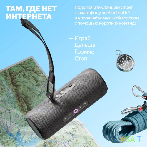 Умная колонка Yandex Стрит Алиса черный 30W 2.0 BT/Wi-Fi 10м 3300mAh (YNDX-00030BLK)