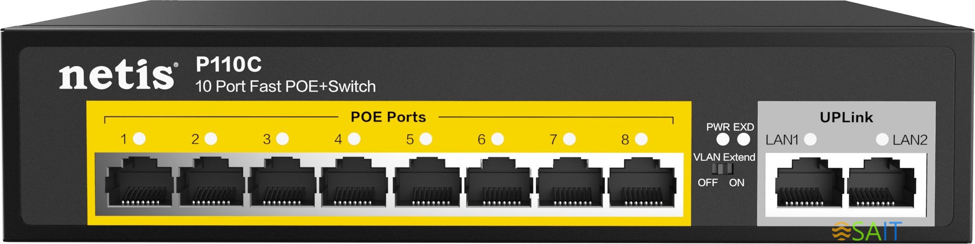 Коммутатор Netis P110C (L2) 10x100Мбит/с 8PoE+ 120W неуправляемый