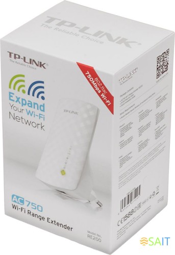 Повторитель беспроводного сигнала TP-Link RE200 AC750 10/100BASE-TX белый