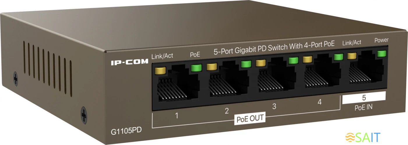 Коммутатор IP-Com G1105PD (L2) 5x1Гбит/с 4PoE 30W неуправляемый