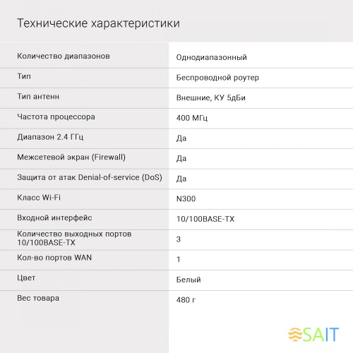 Роутер беспроводной Digma DWR-N302 N300 10/100BASE-TX белый