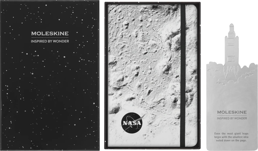 Блокнот Moleskine LIMITED EDITION NASA-INSPIRED SKBOXL7063S1 Large 130х210мм 176стр. линейка подар.кор. серебристый Moon